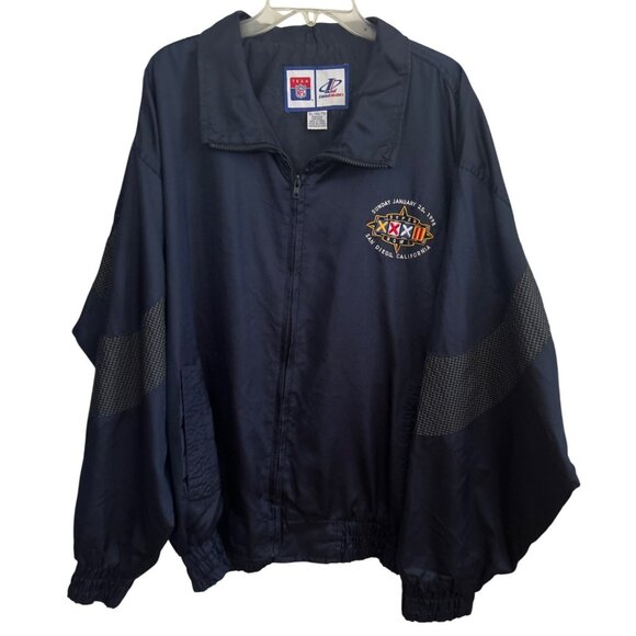 Vintage Logo Athletic NFL Team Super Bowl XXXII Navy Jacket XL Nylon Windbreaker - Picture 1 of 9